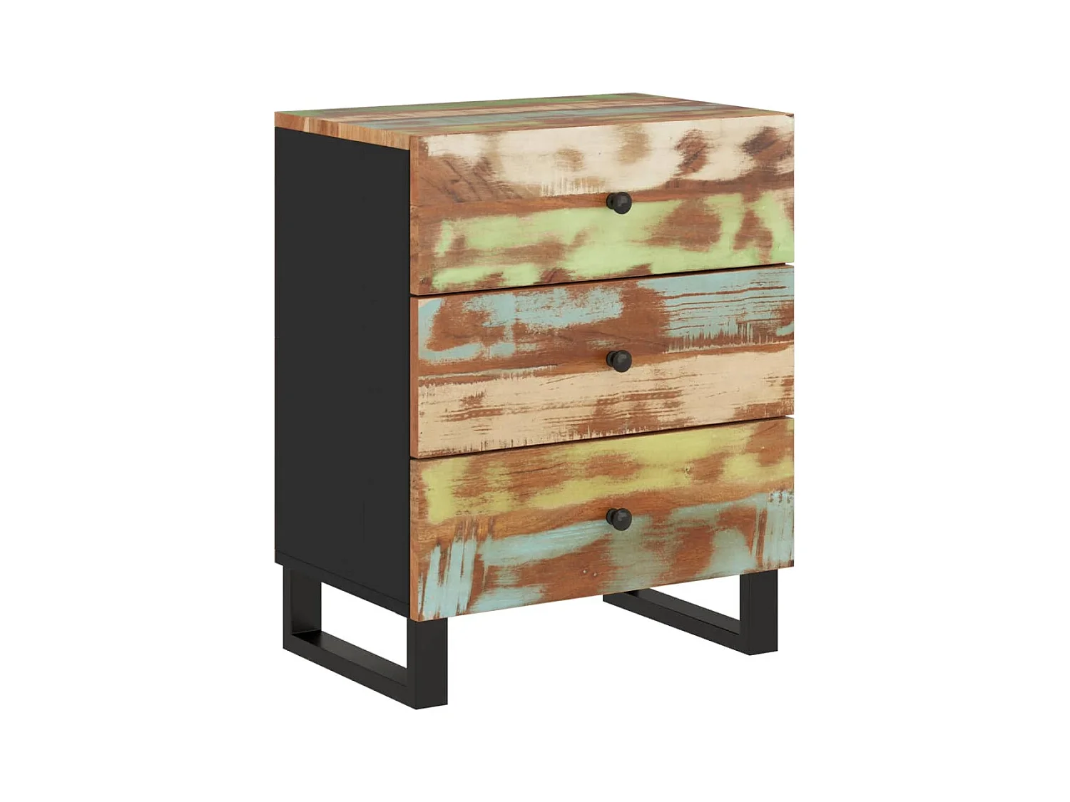 Comodino 50x33x62cm Legno Massello Recupero e Legno Multistrato