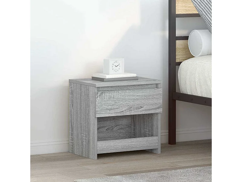 Mesita de noche de madera contrachapada gris Sonoma 40x30x39cm