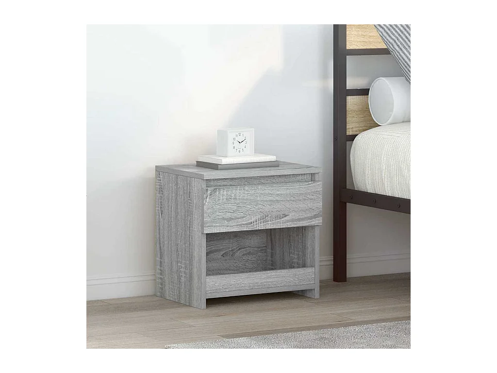 Mesita de noche de madera contrachapada gris Sonoma 40x30x39cm