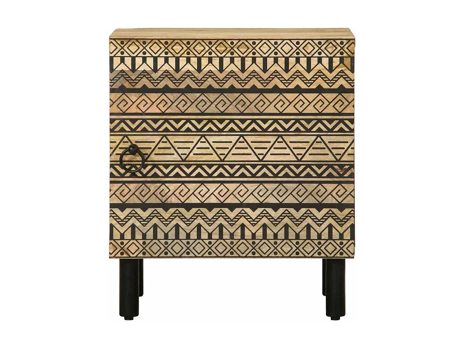 Comodini 2pz Neri 40x33,5x46 cm Legno Massello Mango Grezzo