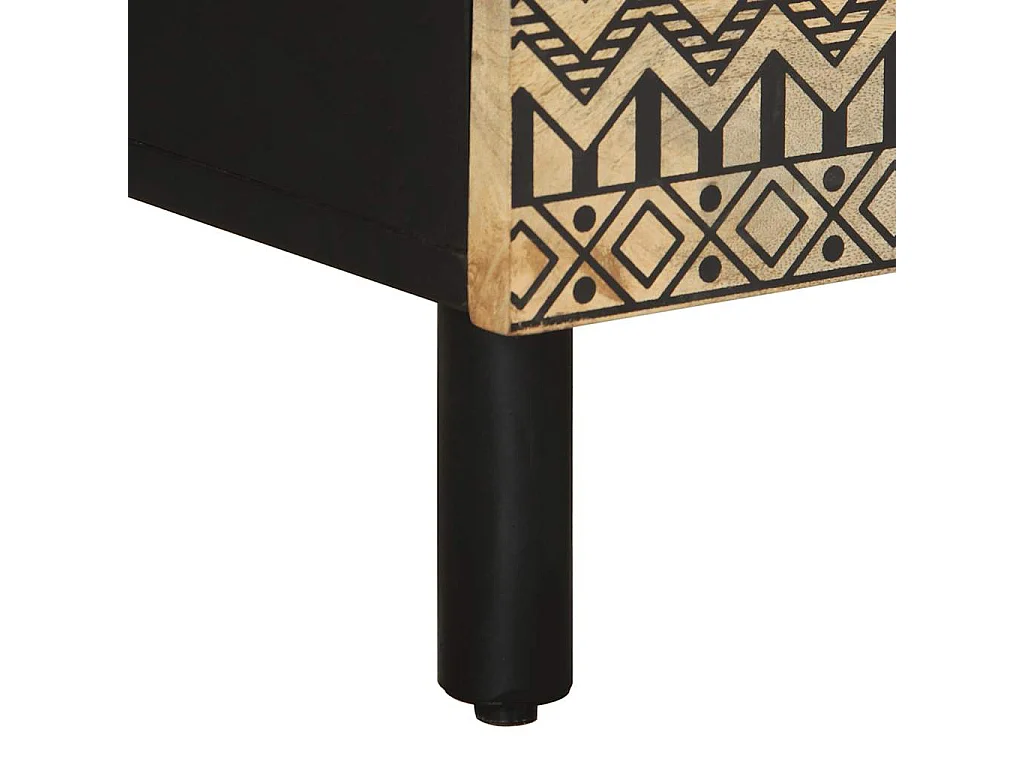 Comodini 2pz Neri 40x33,5x46 cm Legno Massello Mango Grezzo