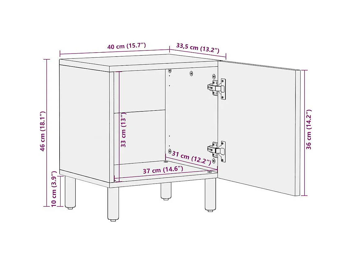 Tables de chevet 2 pcs noir bois de manguier massif brut