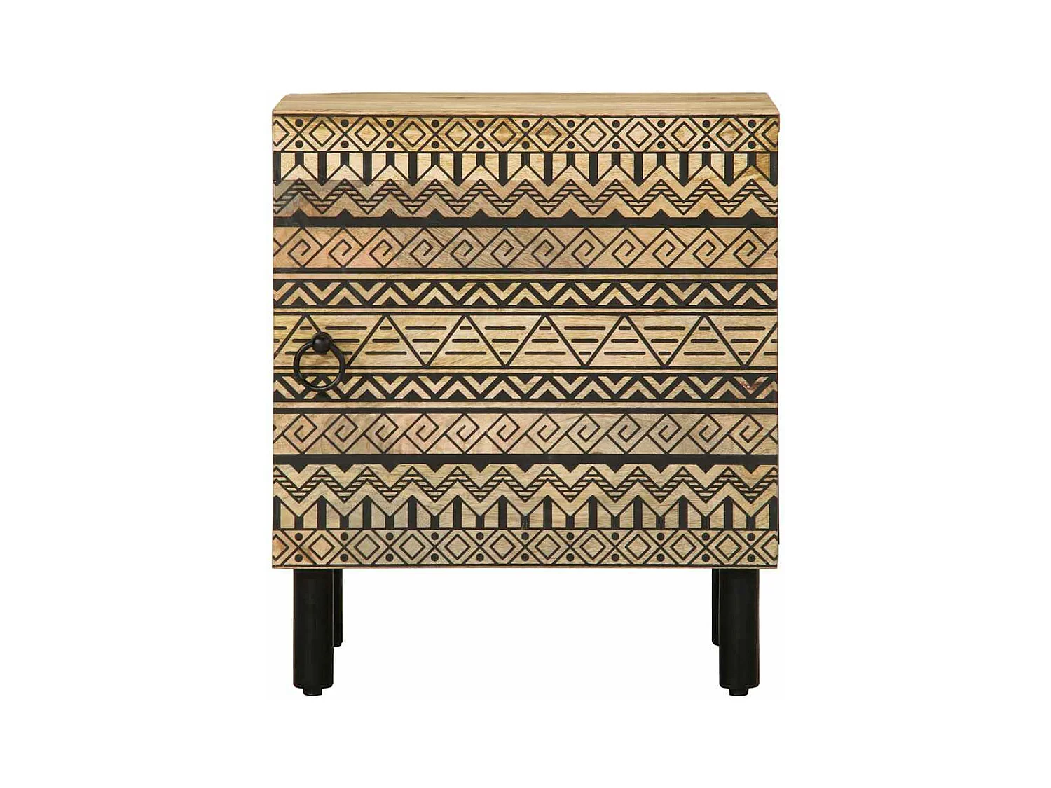 Tables de chevet 2 pcs noir bois de manguier massif brut