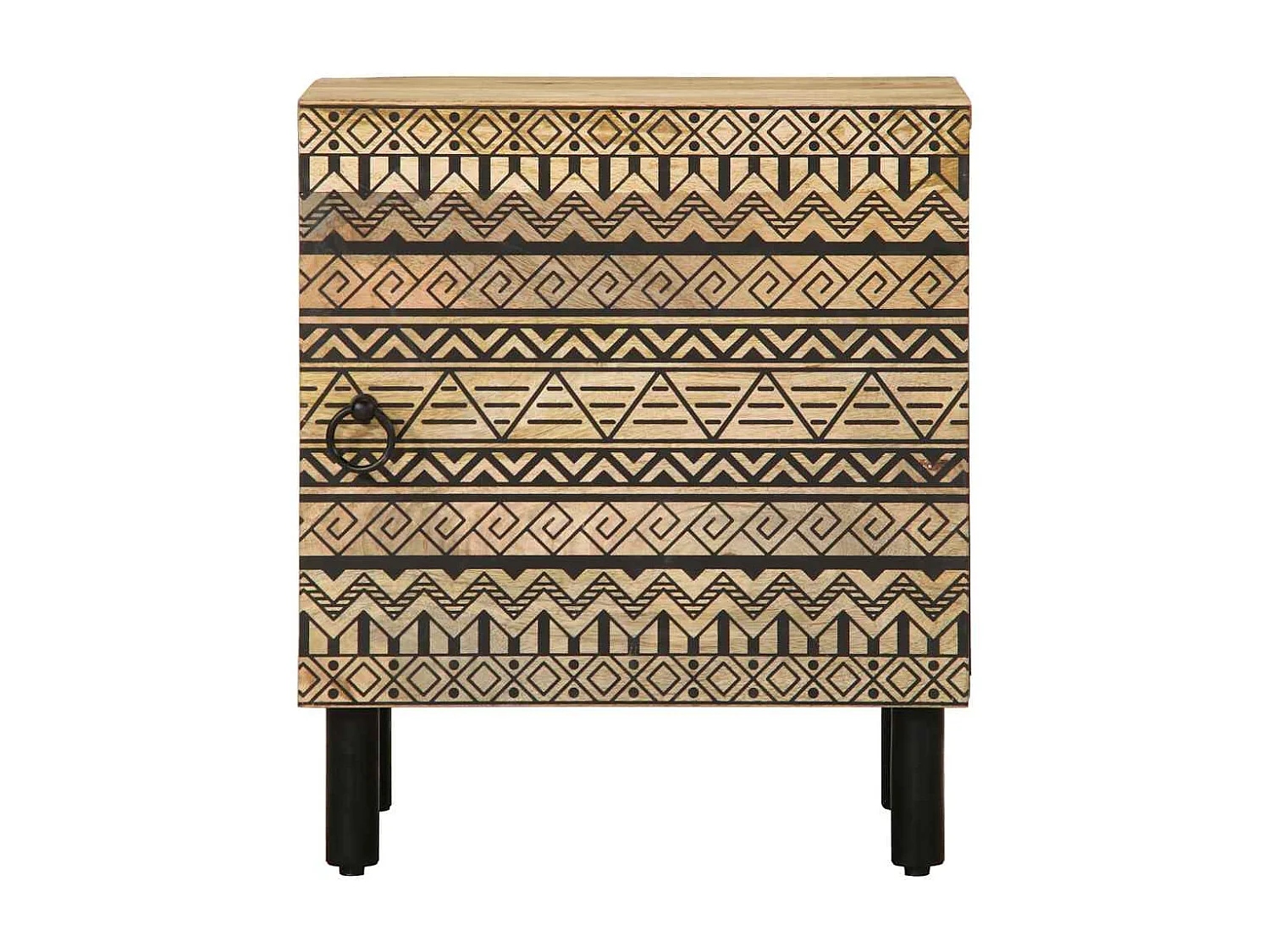 Nachtkastjes 2 st 40x33,5x46 cm massief ruw mangohout zwart