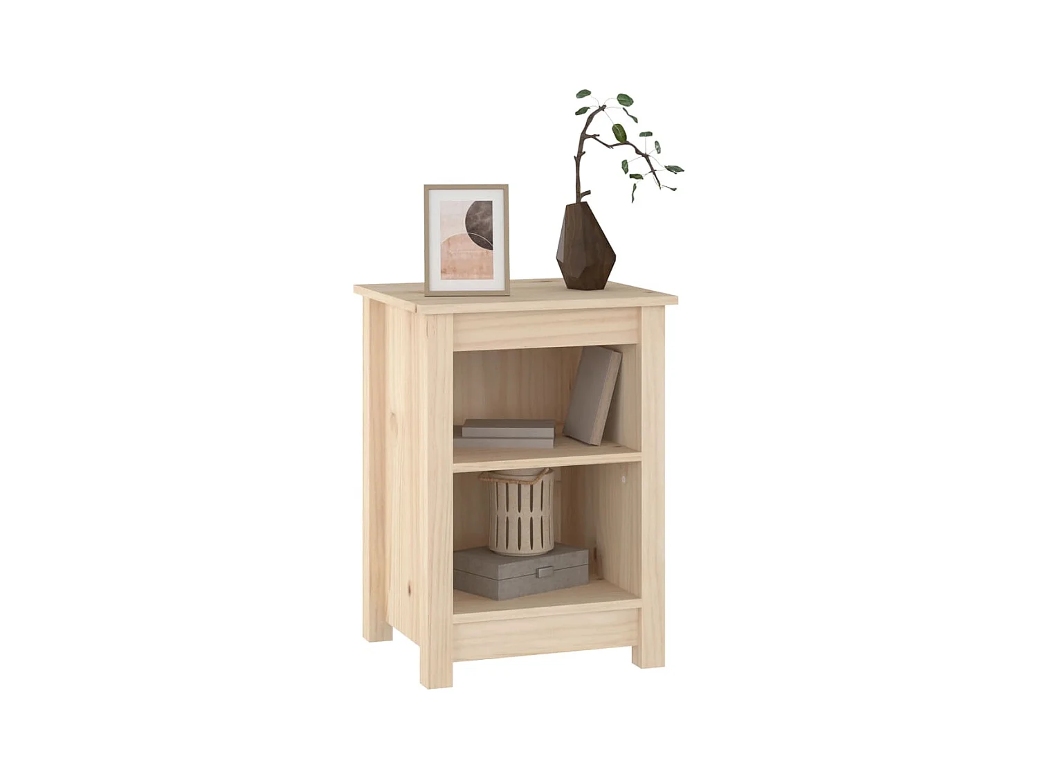 Comodino 40x35x55 cm in Legno Massello di Pino