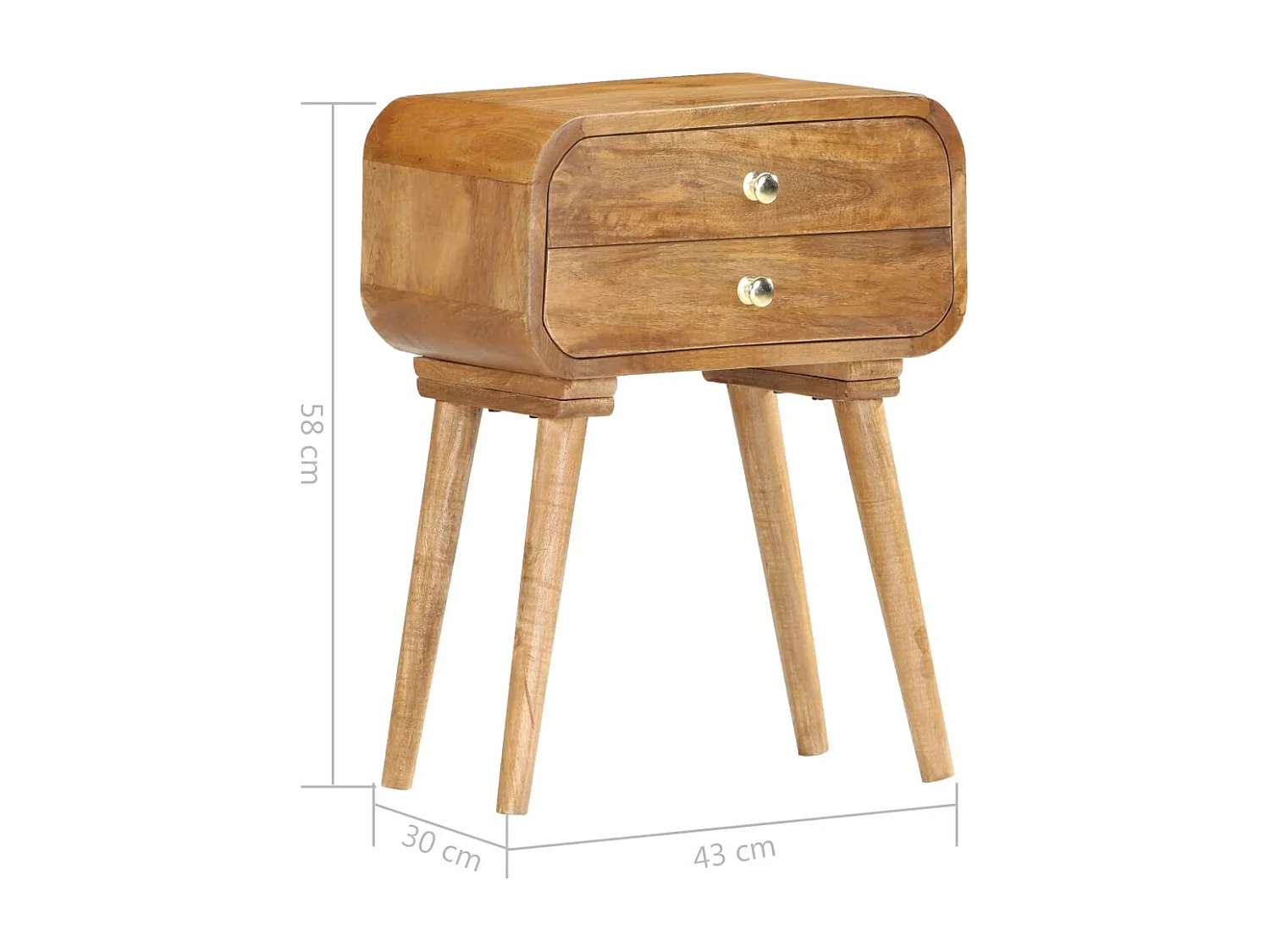 Nachtkastje 43x30x58 cm massief mangohout