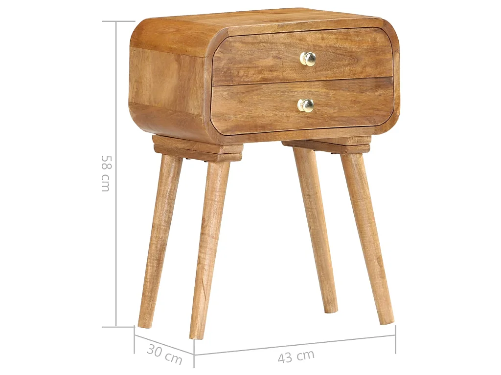 Comodino 40x30x58 cm in Legno Massello di Mango