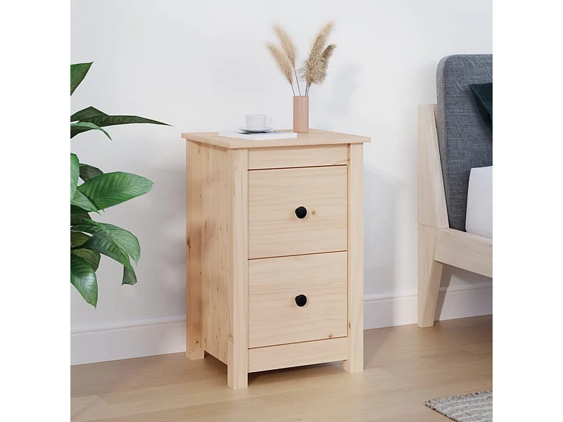 Comodino 40x35x61,5 cm in Legno Massello di Pino