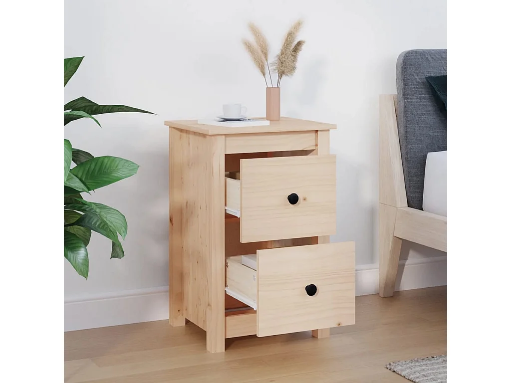 Comodino 40x35x61,5 cm in Legno Massello di Pino
