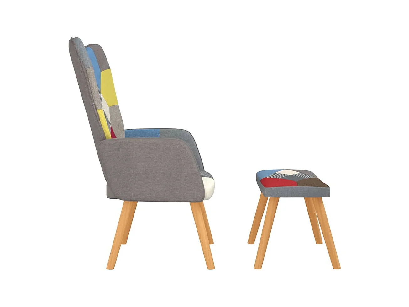 Silla de relajación con reposapiés tela patchwork