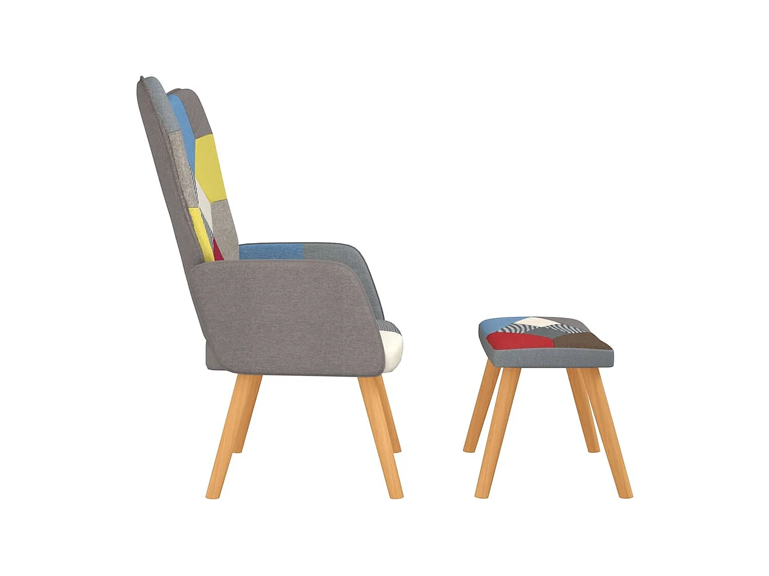 Chaise de relaxation avec repose-pied Patchwork Tissu