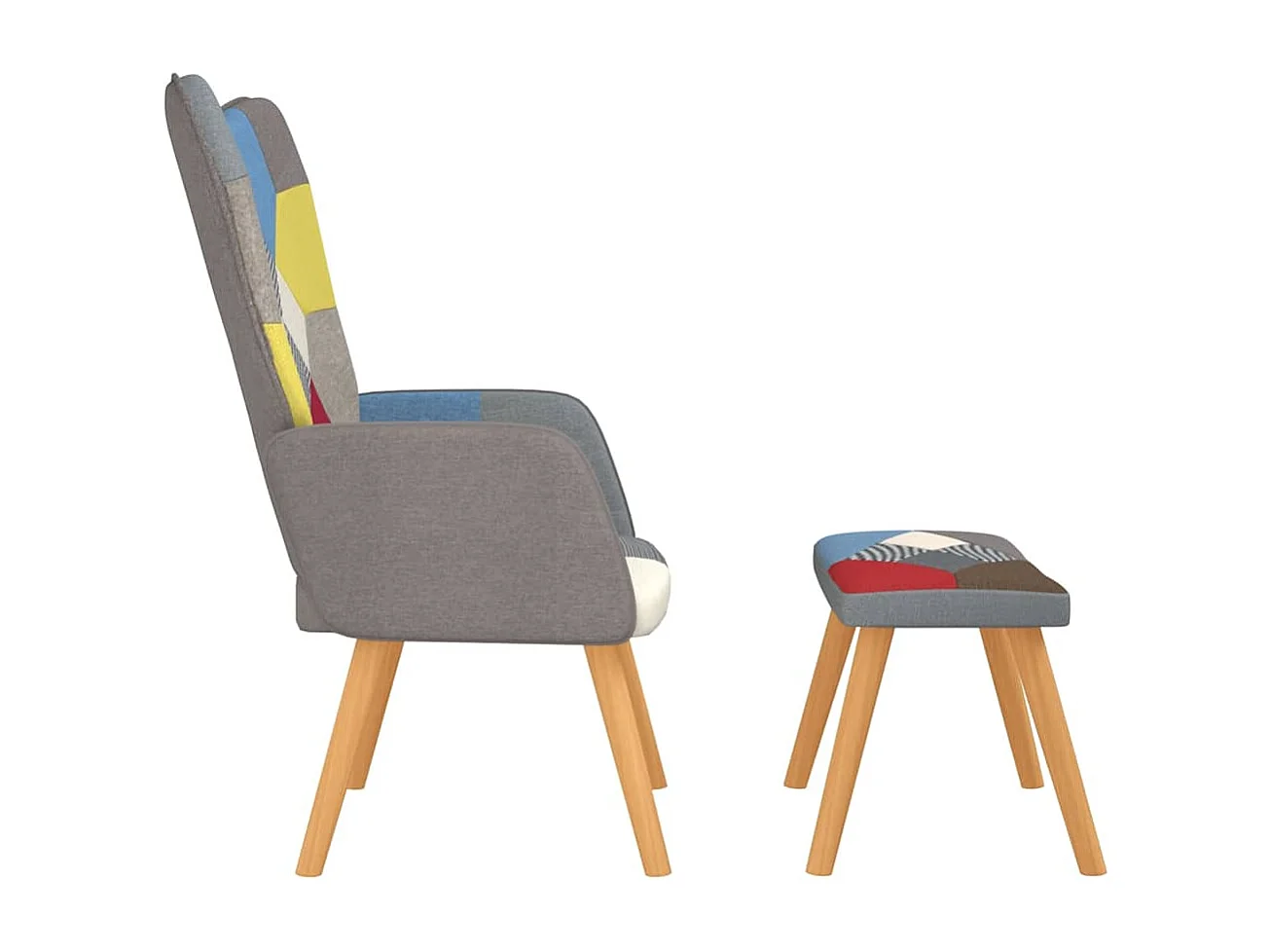 Chaise de relaxation avec repose-pied Patchwork Tissu