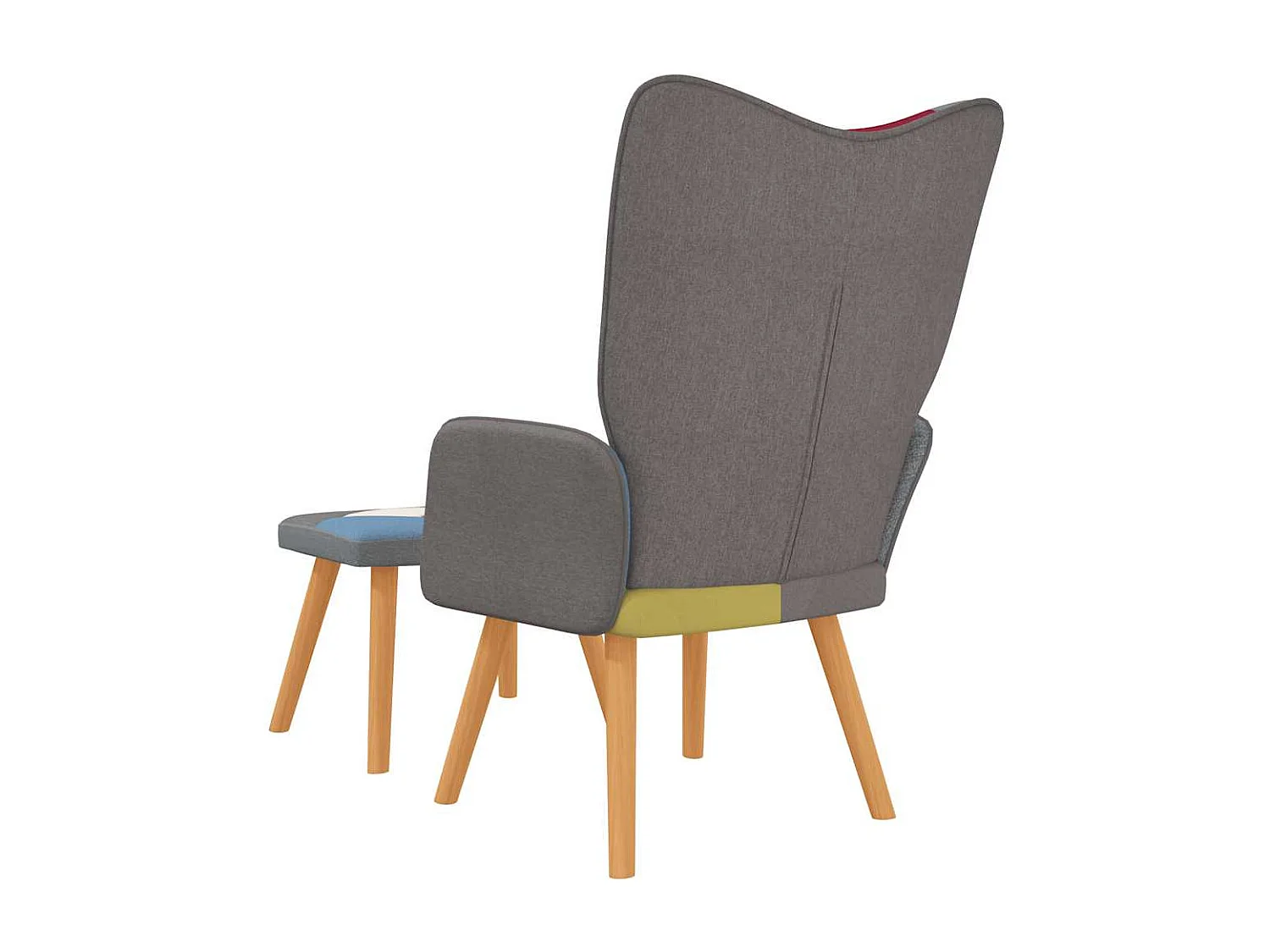 Chaise de relaxation avec repose-pied Patchwork Tissu