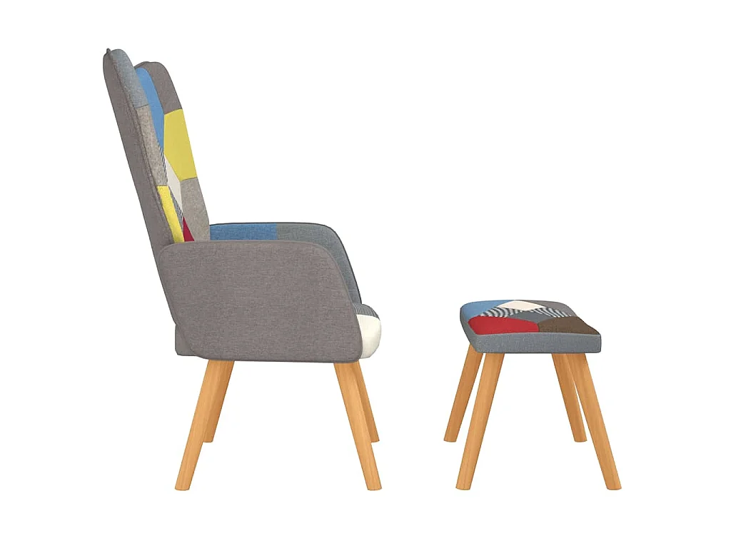 Cadeira de descanso com banco tecido de retalhos