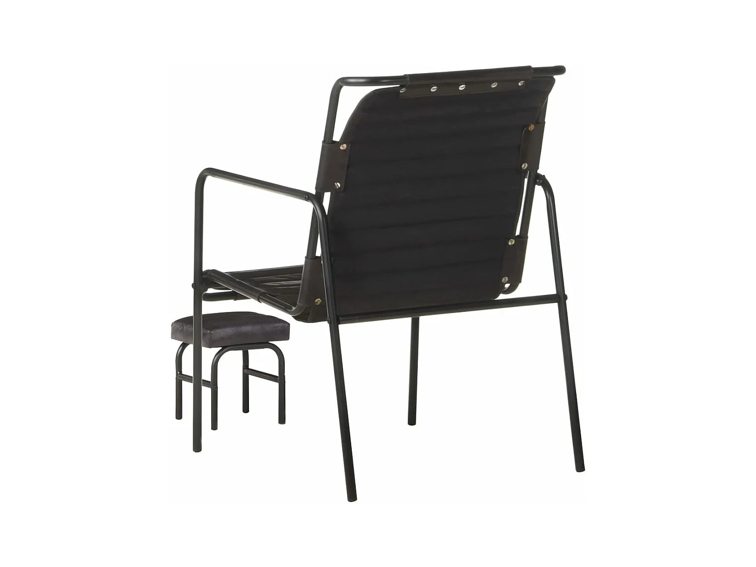 Silla de relax reposabrazos y reposapiés cuero auténtico negro
