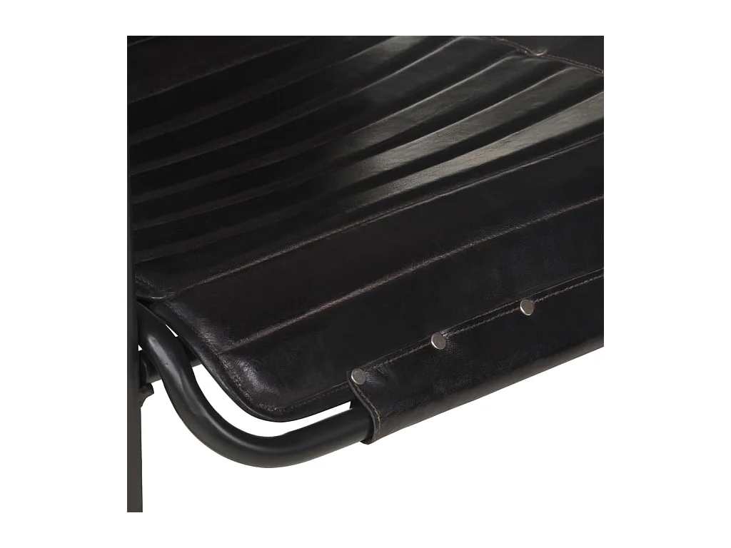 Silla de relax reposabrazos y reposapiés cuero auténtico negro