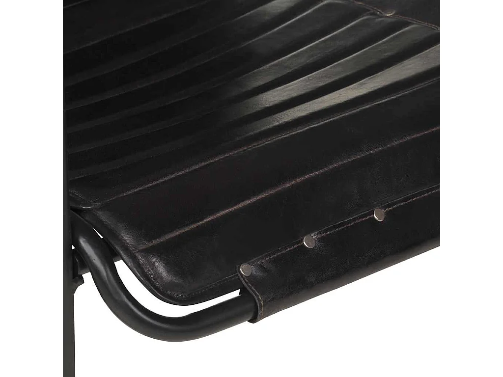 Fauteuil de relaxation avec repose-pied Noir Cuir véritable