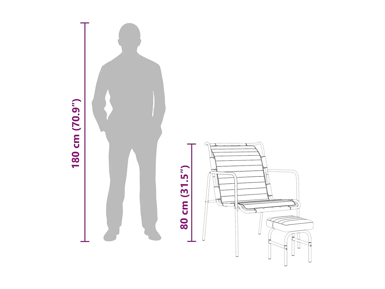 Fauteuil de relaxation avec repose-pied Noir Cuir véritable