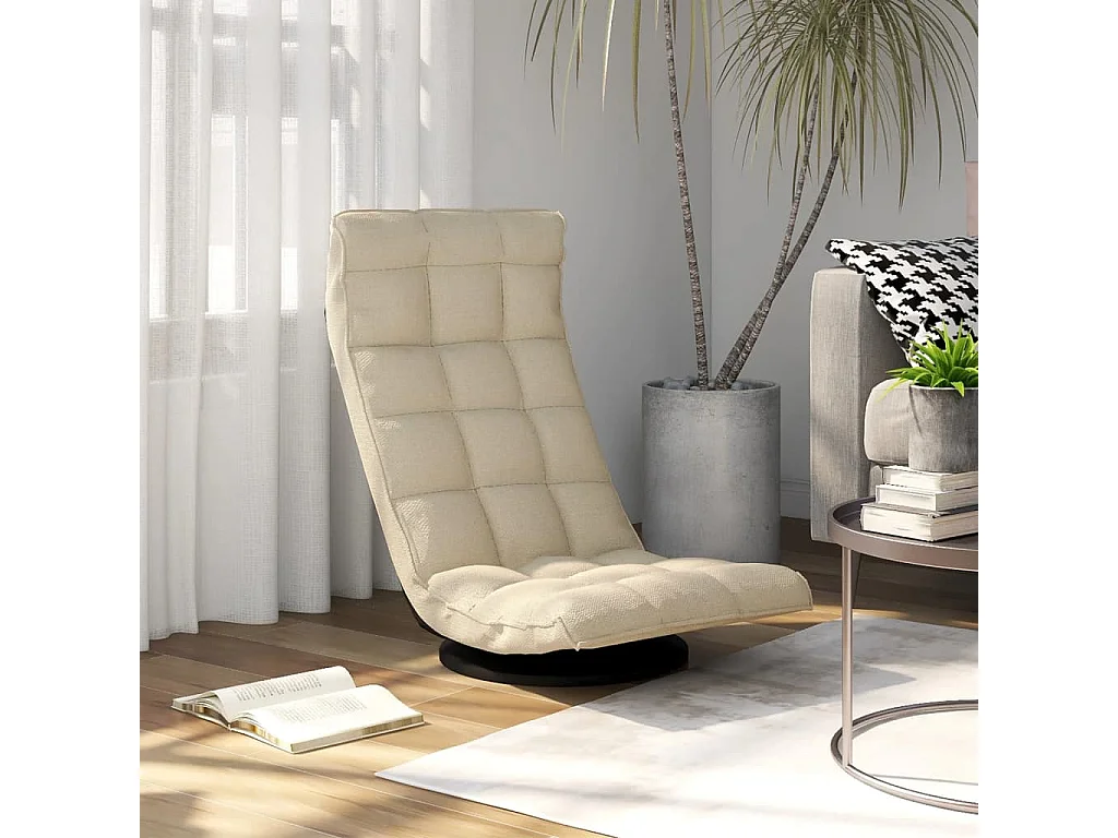 Chaise pivotante de sol Crème Tissu