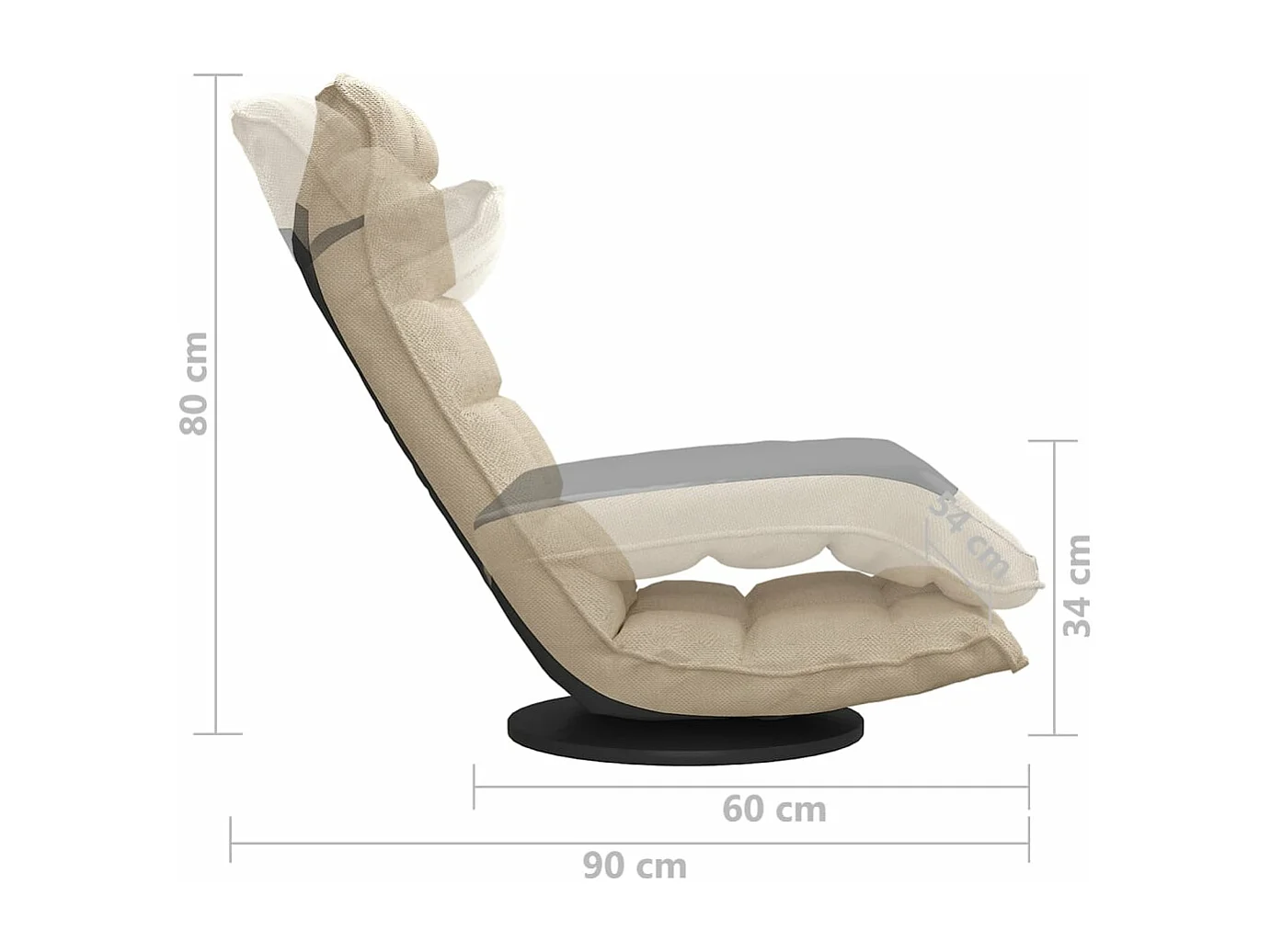 Chaise pivotante de sol Crème Tissu