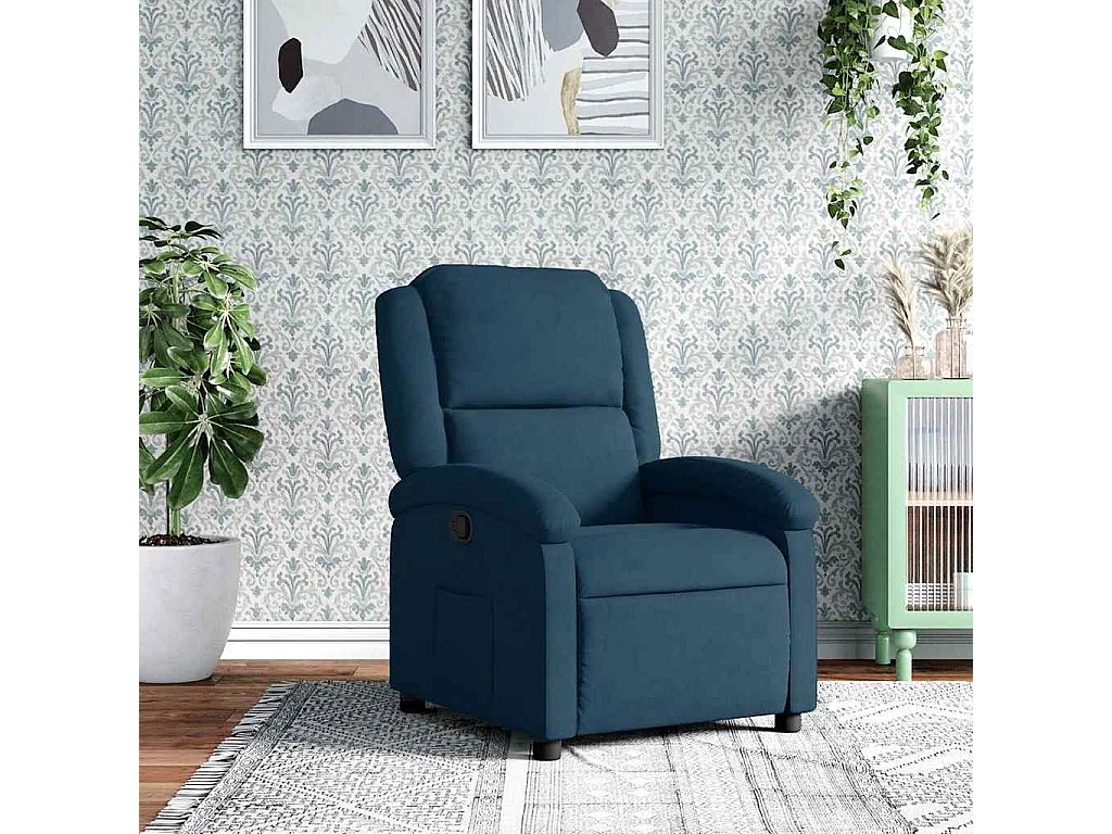 Fauteuil inclinable bleu velours