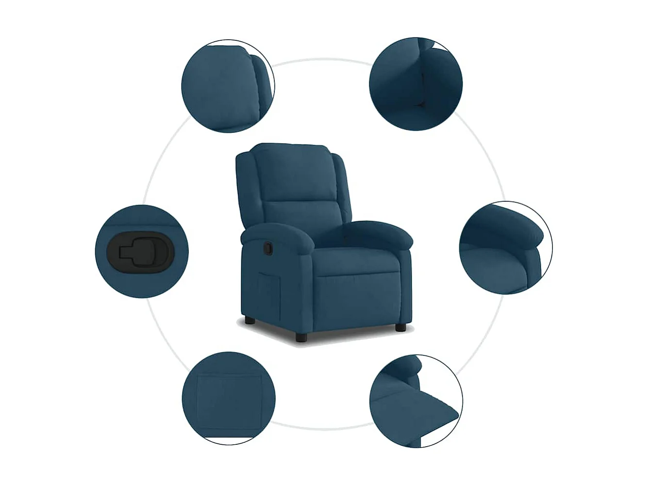 Fauteuil inclinable bleu velours