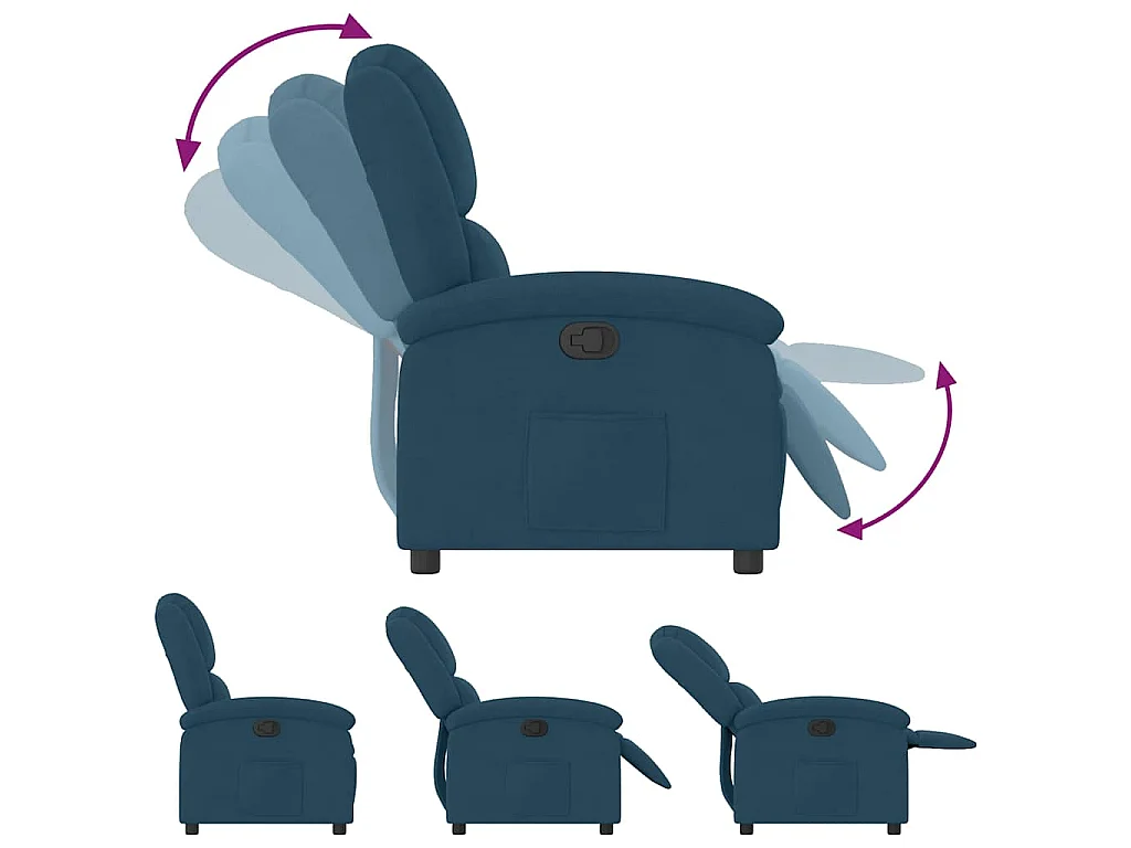 Fauteuil inclinable bleu velours
