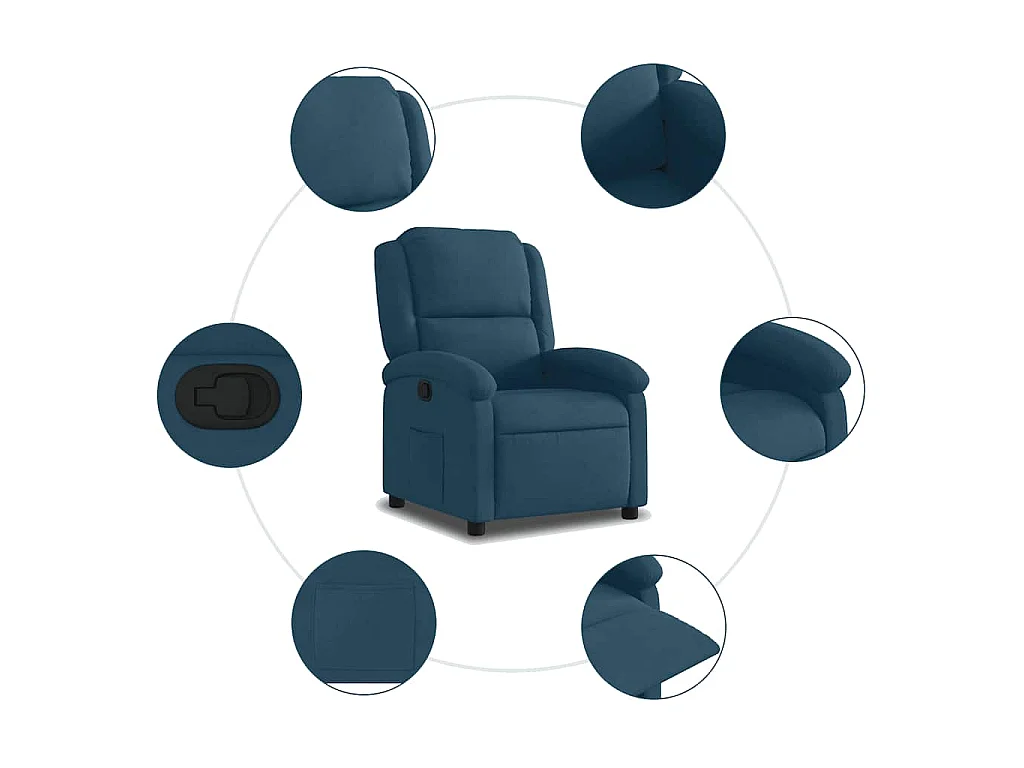 Fauteuil inclinable bleu velours