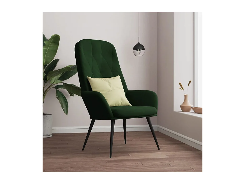 Chaise de relaxation Vert foncé Velours