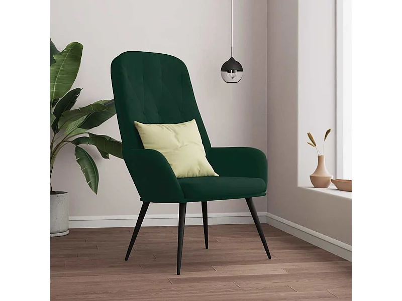 Chaise de relaxation Vert foncé Velours