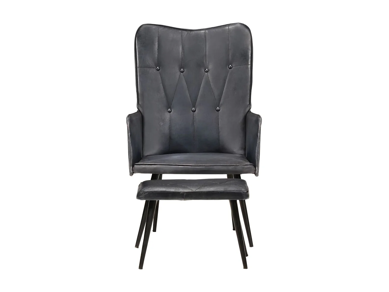 Fauteuil met voetensteun echt leer grijs