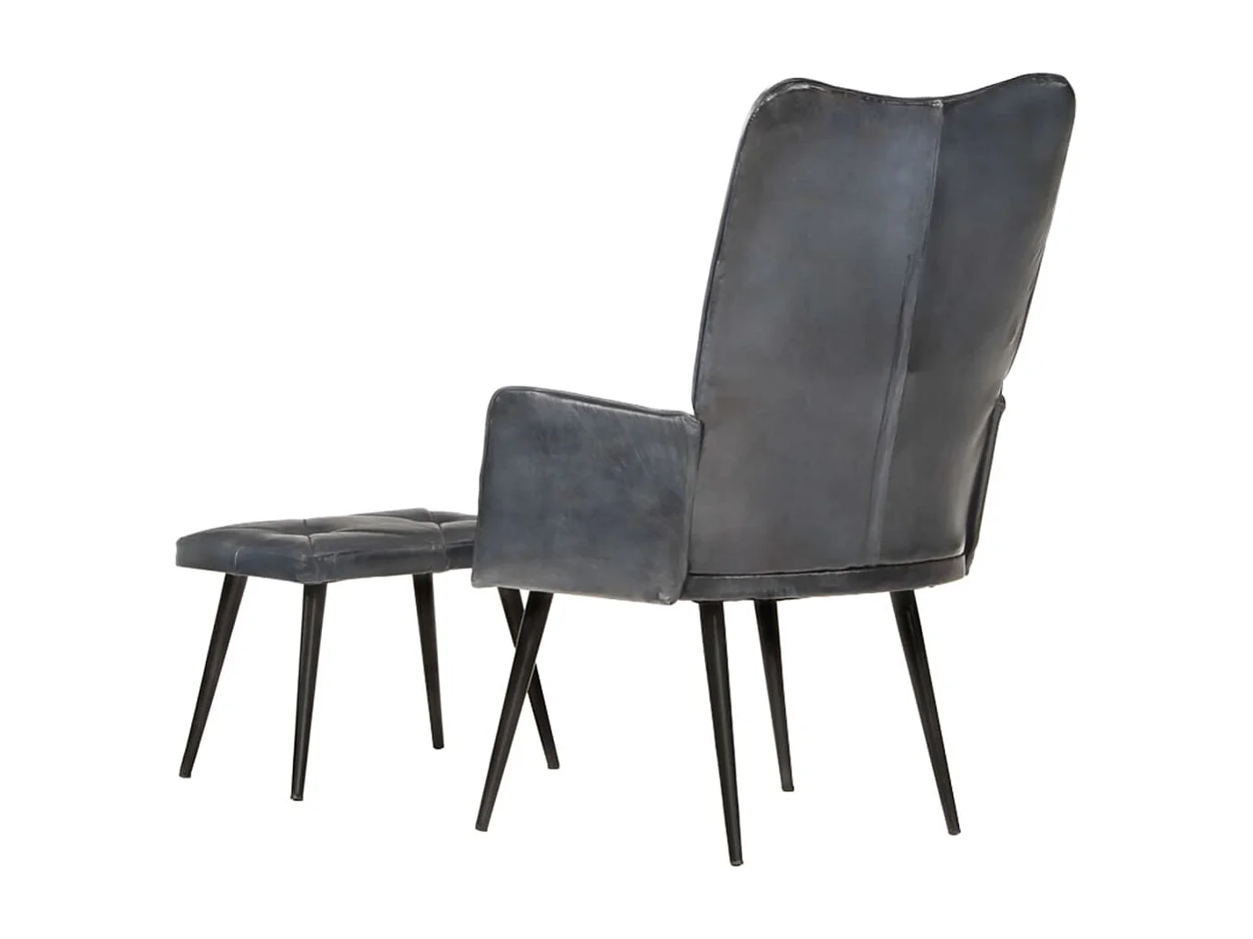 Fauteuil met voetensteun echt leer grijs