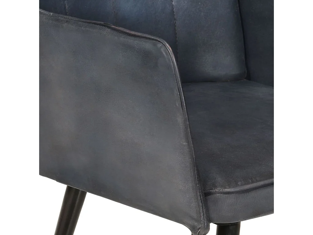 Fauteuil met voetensteun echt leer grijs