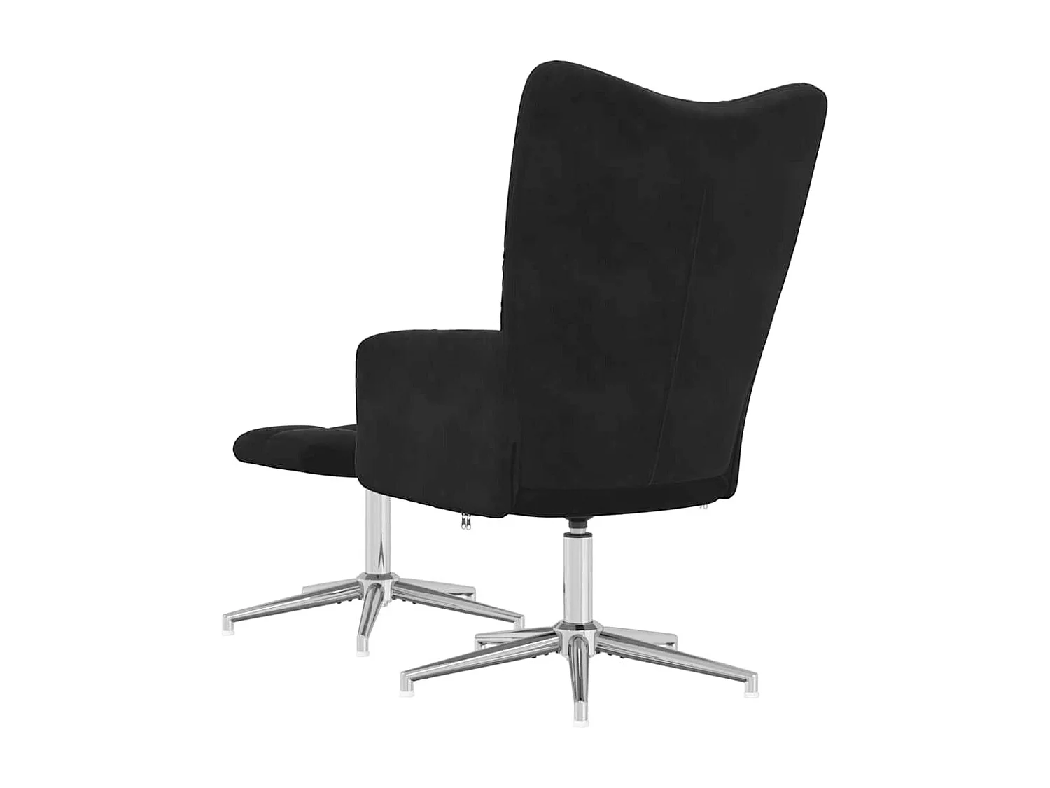 Chaise de relaxation avec tabouret Noir Velours