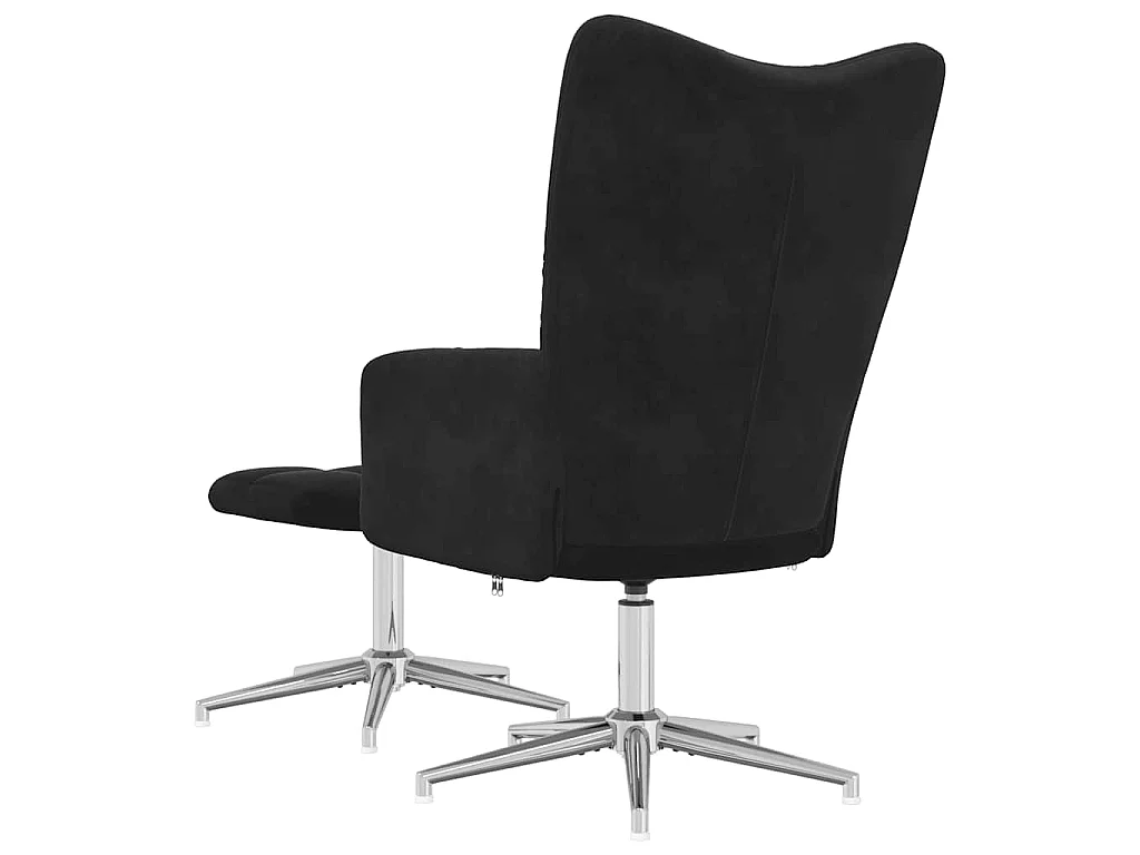Chaise de relaxation avec tabouret Noir Velours