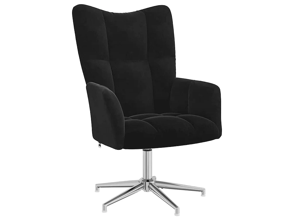 Chaise de relaxation avec tabouret Noir Velours