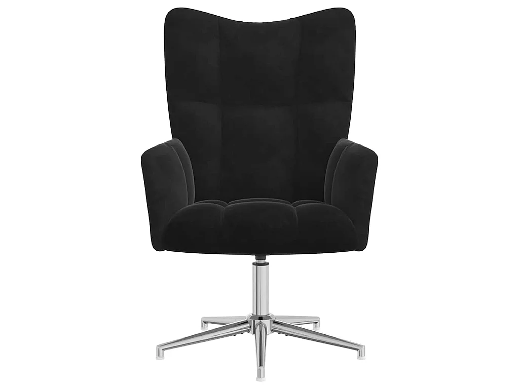 Chaise de relaxation avec tabouret Noir Velours