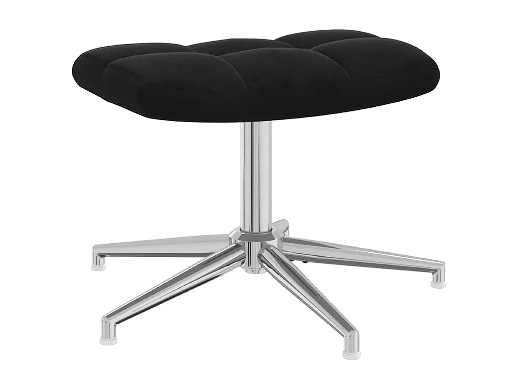 Chaise de relaxation avec tabouret Noir Velours