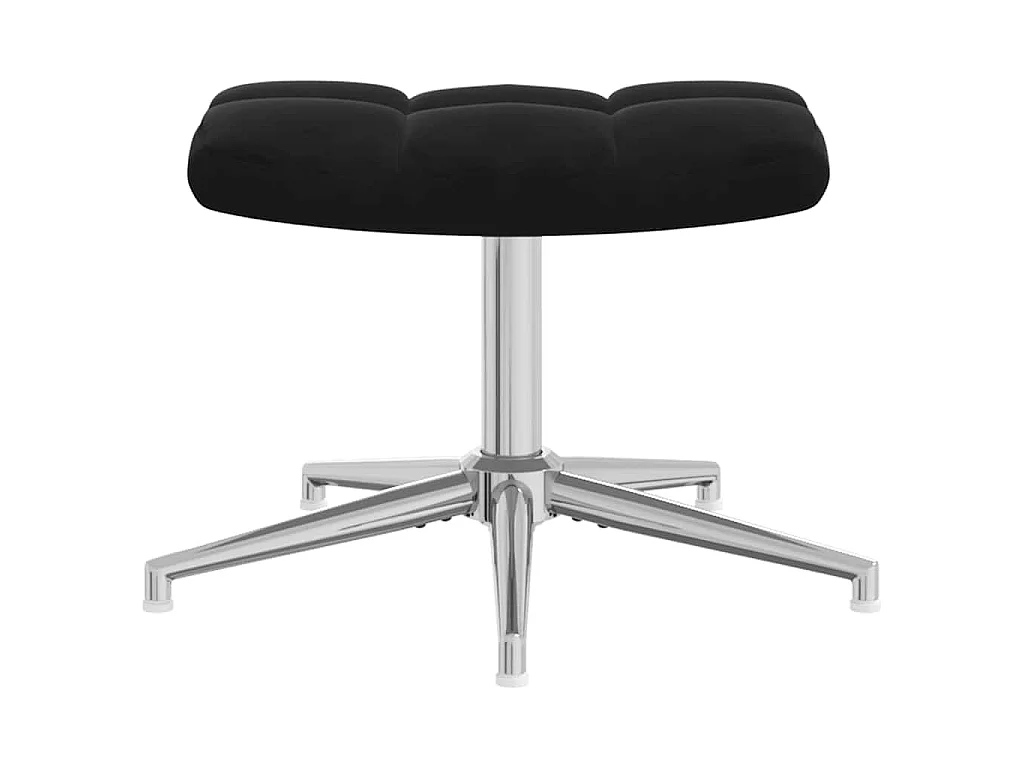 Chaise de relaxation avec tabouret Noir Velours