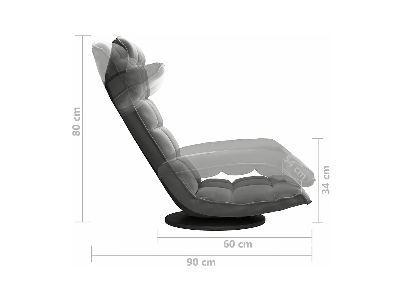 Chaise de sol pivotante Gris foncé Velours