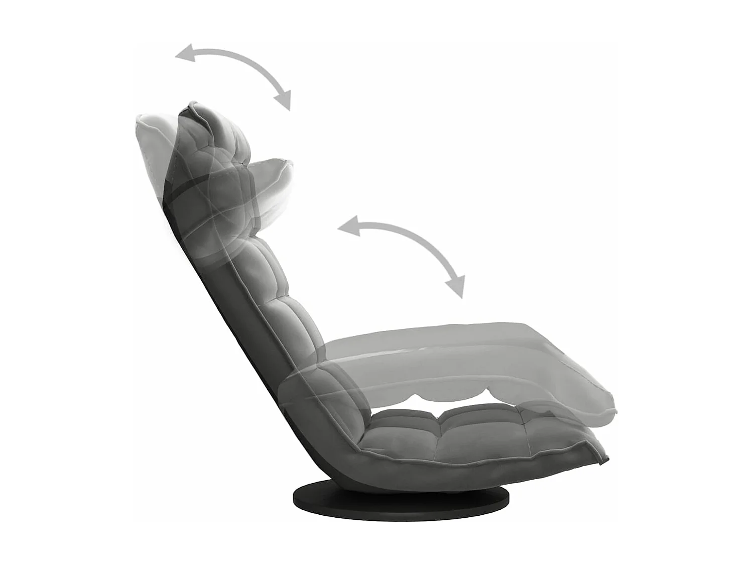 Sedia da Pavimento Girevole Grigio Scuro in Velluto