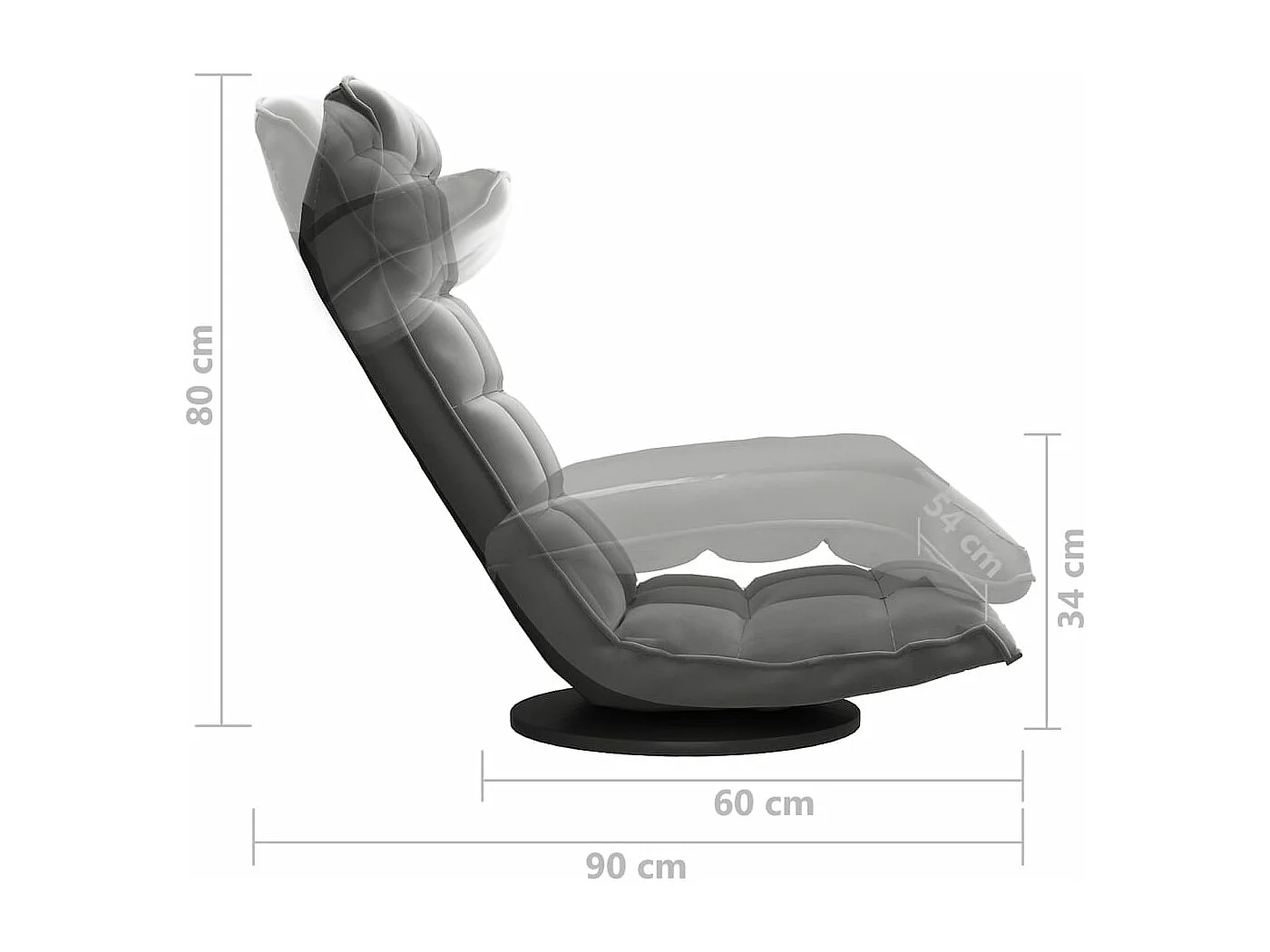 Sedia da Pavimento Girevole Grigio Scuro in Velluto