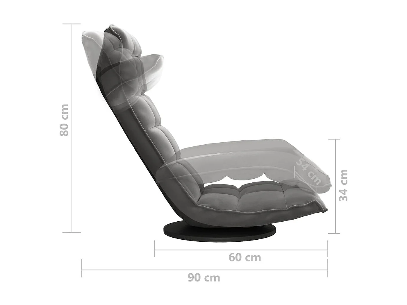 Chaise de sol pivotante Gris foncé Velours