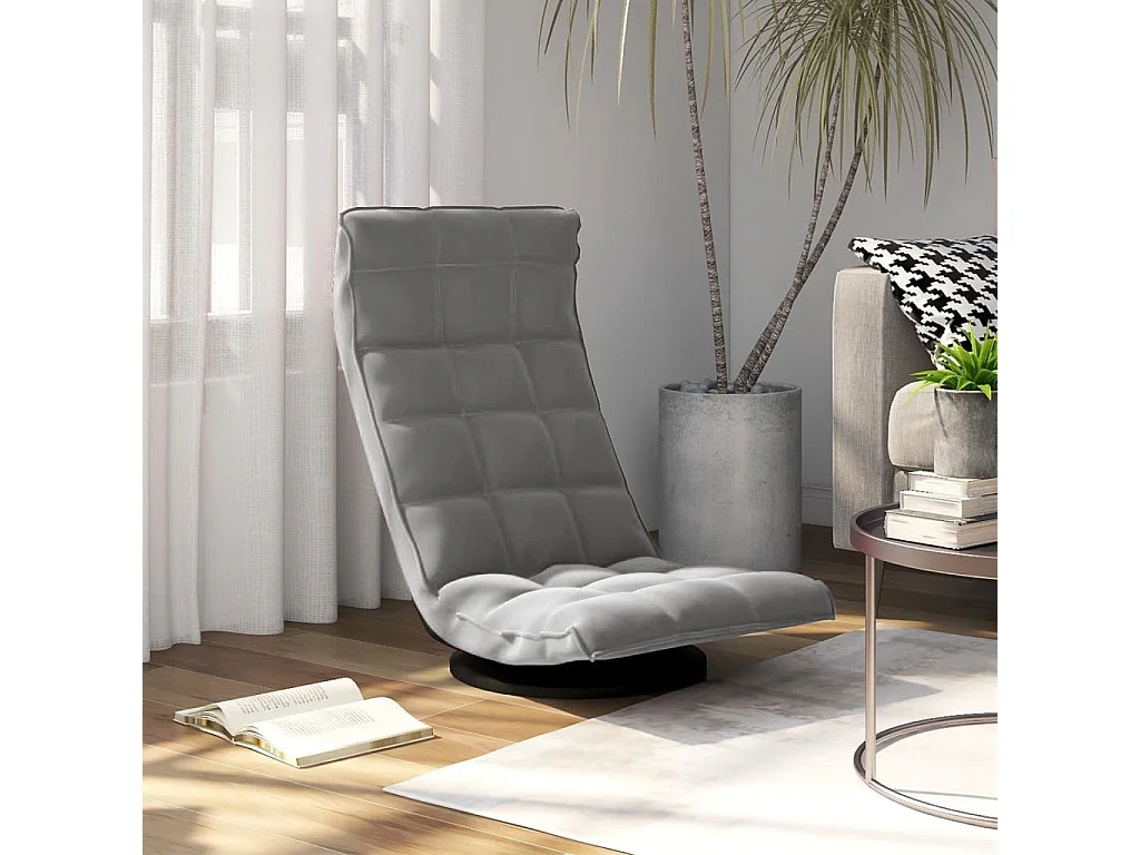 Chaise de sol pivotante Gris clair Velours