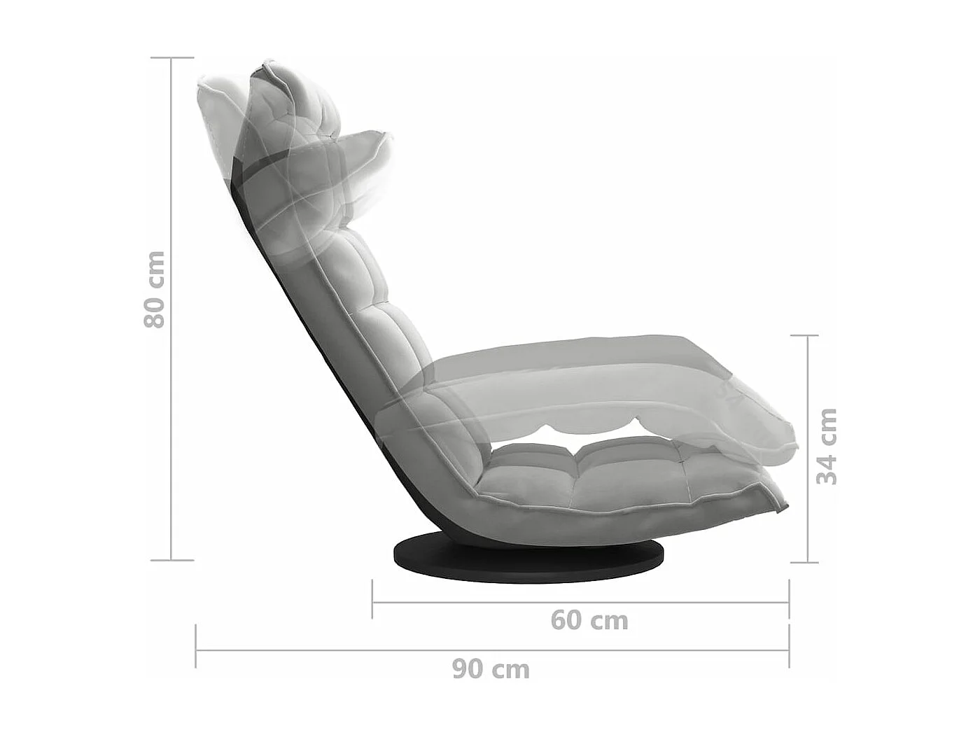 Chaise de sol pivotante Gris clair Velours