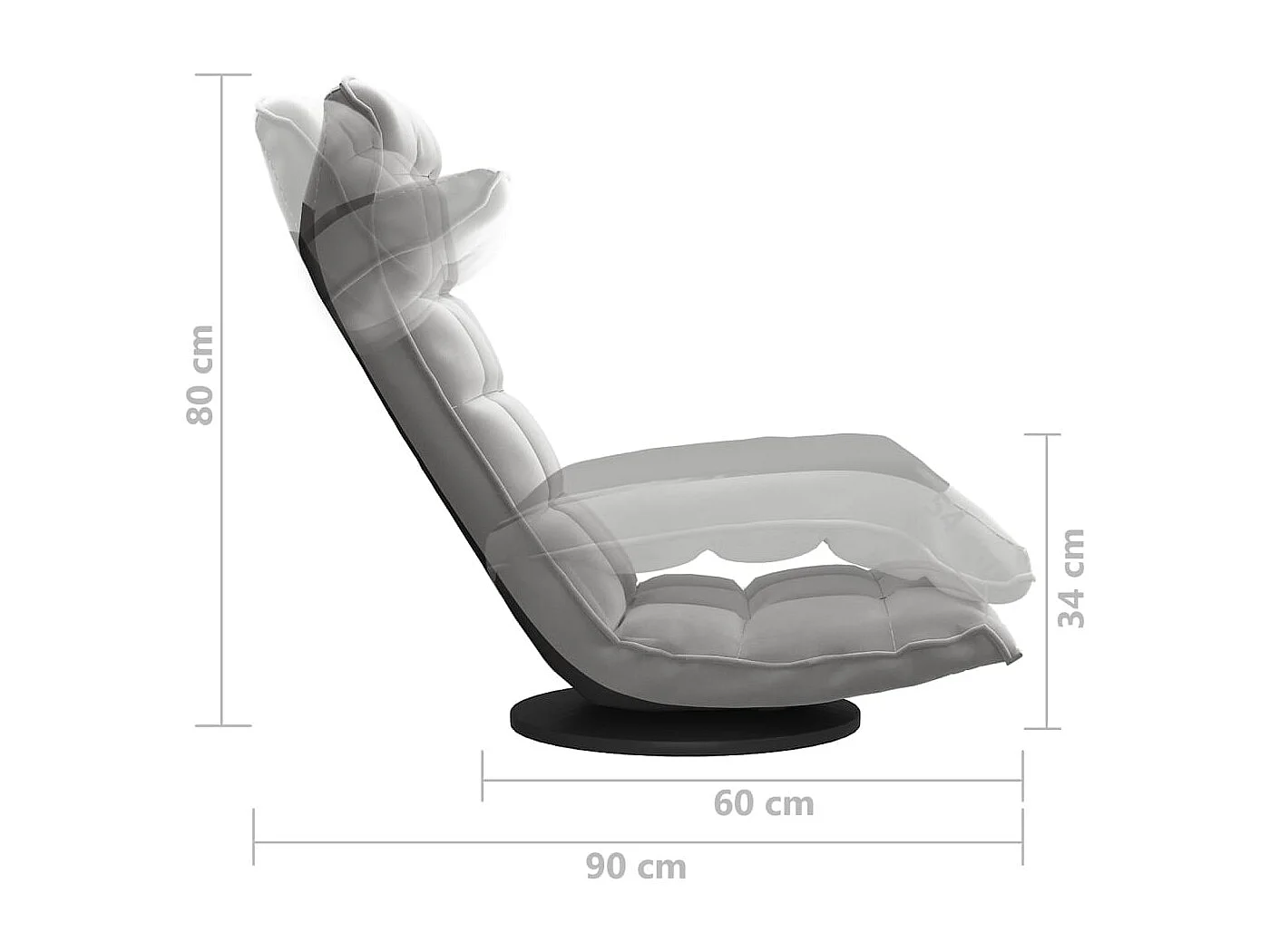 Chaise de sol pivotante Gris clair Velours