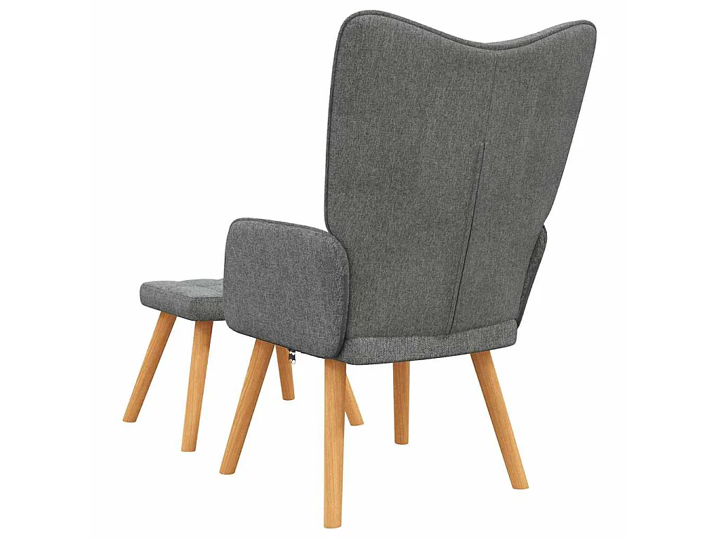 Chaise de relaxation avec tabouret Gris foncé Tissu