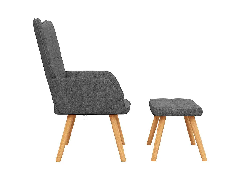 Chaise de relaxation avec tabouret Gris foncé Tissu