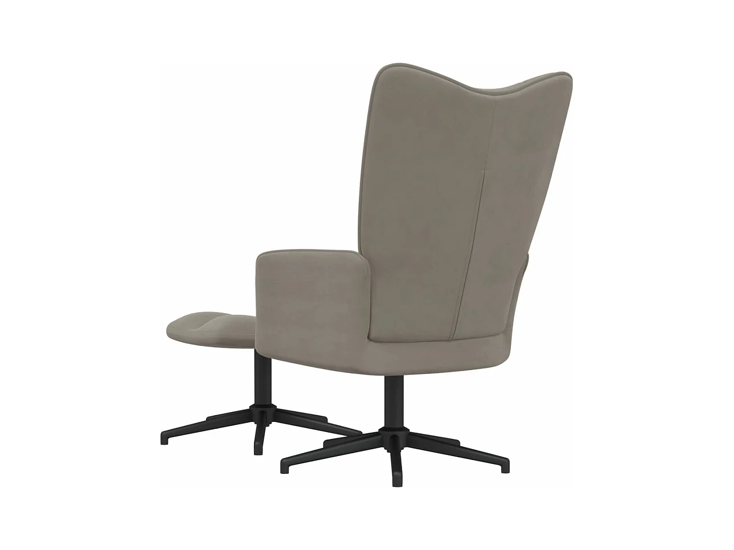 Cadeira de descanso com banco veludo cinzento-claro