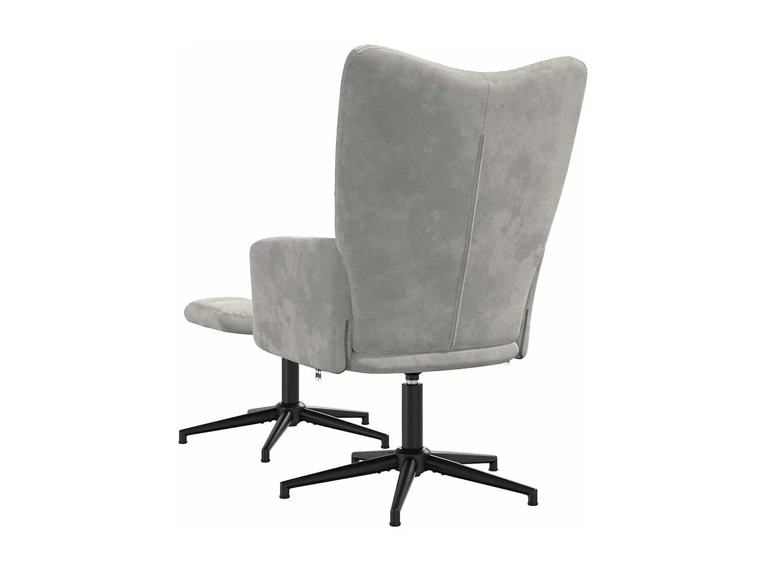 Cadeira de descanso com banco veludo cinzento-claro